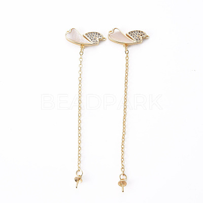 Brass Micro Pave Clear Cubic Zirconia Peg Bails Links KK-Q765-025-NF-1