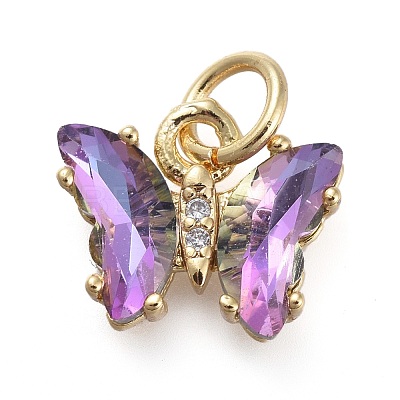 Brass Micro Pave Clear Cubic Zirconia Pendant ZIRC-P079-B01-M-1