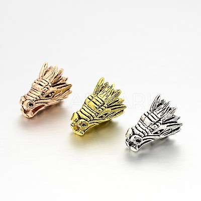 Tibetan Style Alloy Animal 3D Dragon Head Beads PALLOY-A063-04-1