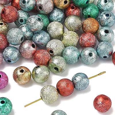 Spray Painted Acrylic Beads X-ACRP-Q018-8mm-M-1