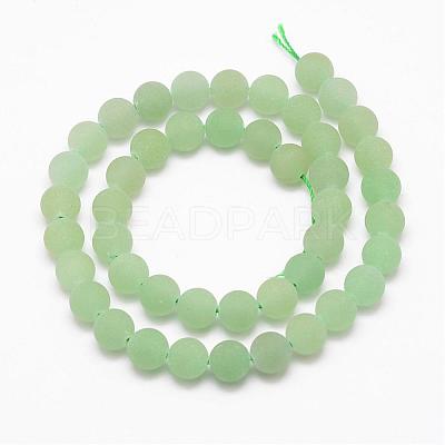Frosted Round Natural Green Aventurine Beads Strands G-D797-4mm-1