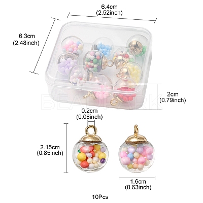 10Pcs Glass Ball Pendants GLAA-YW0001-78-1