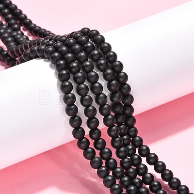 Synthetic Black Stone Beads Strands X-G-G508-6MM-1