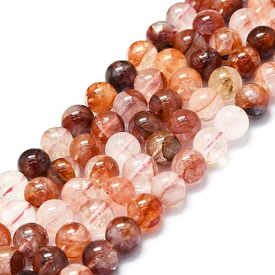 Natural Red Hematoid Quartz/Ferruginous Quartz Beads Strands G-K245-A02-04-1