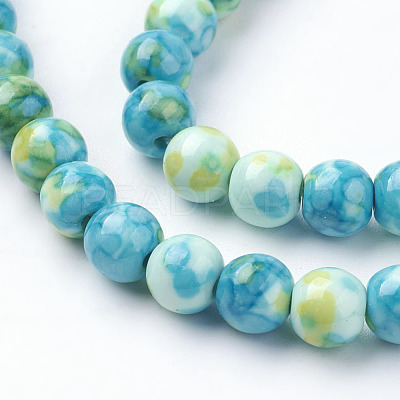 Synthetic Ocean White Jade Beads Strands G-B367-2-1
