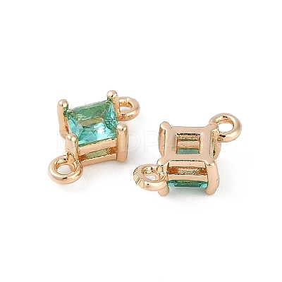 Brass Pave Glass Rhombus Links Connector Charms X1-GLAA-Q088-001B-1
