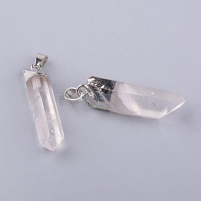 Electroplate Natural Quartz Pendants X-G-Q481-73P-1