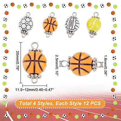 48Pcs 4 Styles Acrylic Ball Connector Charms FIND-GA0002-63-1