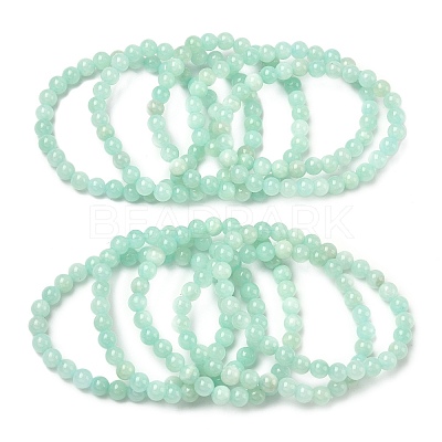 Natural Yellow Jade Beaded Stretch Bracelet BJEW-P209-26-6mm-1