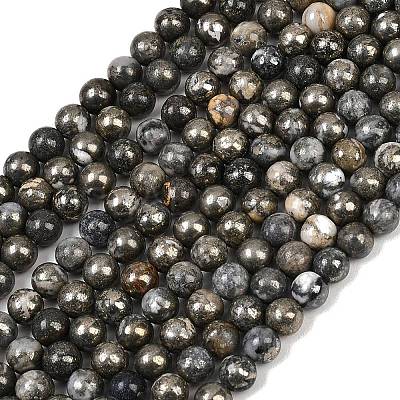 Natural Pyrite Beads Strands G-G839-01-8mm-1