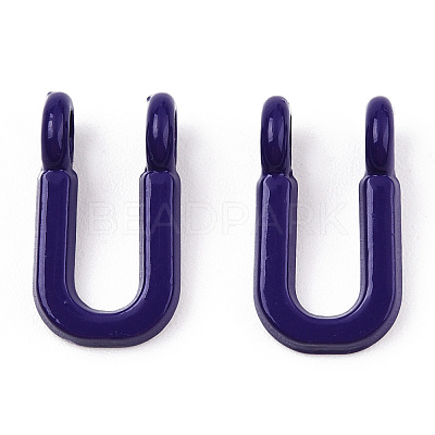 Rack Plating Spray Painted Alloy 2-Loop Link Pendants PALLOY-N176-01U-1