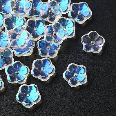35Pcs Transparent Spray Painted Glass Beads GLAA-YW0001-75A-1