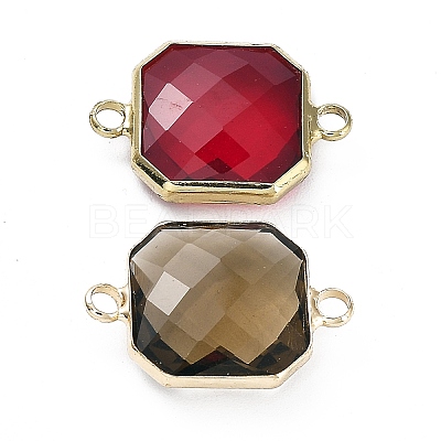 Brass Pave K9 Glass Connector Charms GGLA-Z001-07-1