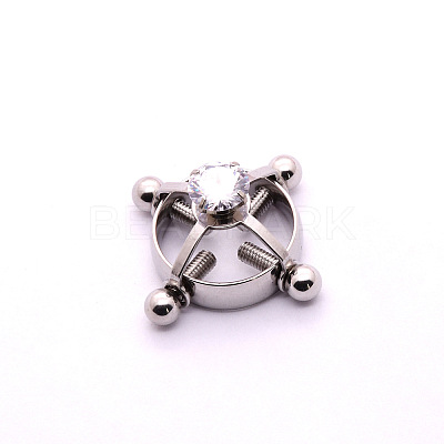 304 Stainless Steel Crystal Rhinestone Clip on Nipple Rings WGE16BD-01-1