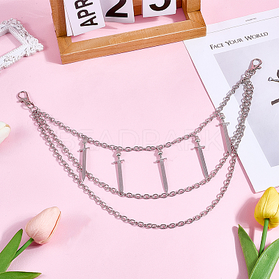 Alloy Multilayer Chain Belts for Pants AJEW-WH20018-133-1