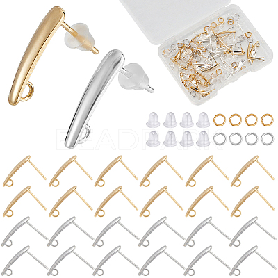 40Pcs 2 Colors Teardrop Brass Stud Earring Findings DIY-CN0002-72-1