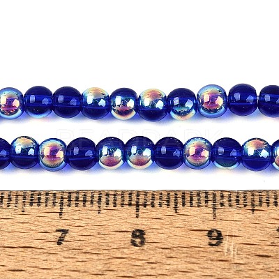 Electroplate Transparent Glass Beads Strands EGLA-Q132-4MM-A16-1