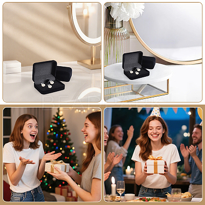 4Pcs Velvet Gift Cufflink Boxes with Hinged Lid and Black Inside CON-PH0003-64B-1