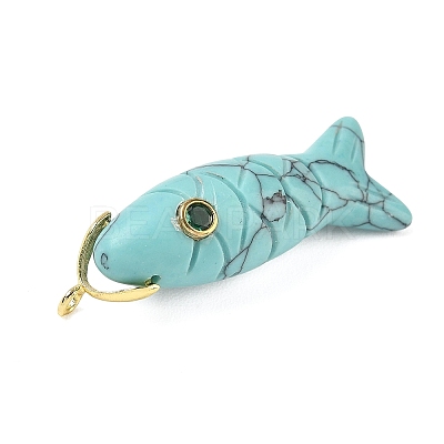 Synthetic Turquoise Carved Pendants G-P599-07G-08-1