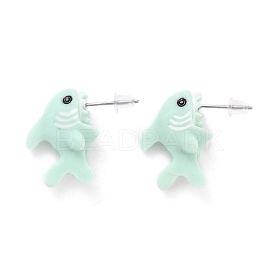 Cute Shark Resin Stud Earrings EJEW-K089-07P-1