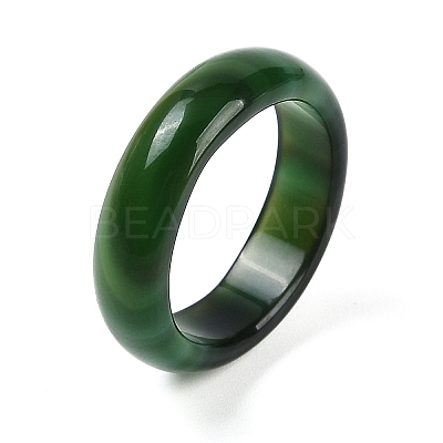 Dyed & Heated Natural Striped Agate/Banded Agate Finger Rings for Women RJEW-Z075-02V-1