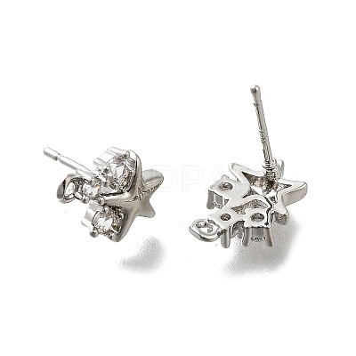 Brass with Cubic Zirconia Stud Earring Finding KK-Q048-14P-1