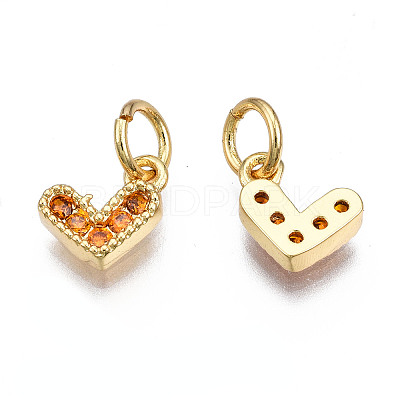 Brass Micro Pave Cubic Zirconia Charms KK-N227-33G-02-NF-1