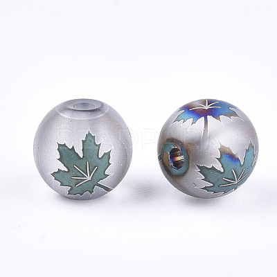Autumn Theme Electroplate Transparent Glass Beads EGLA-S178-01-01B-1
