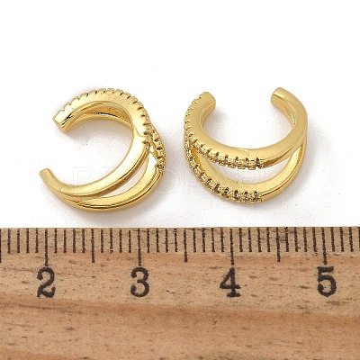 Clear Cubic Zirconia Double Line Cuff Earrings EJEW-R150-14G-1