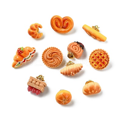 12Pcs 12 Styles Cute Food Themed Resin Pins JEWB-CJ0003-12-1