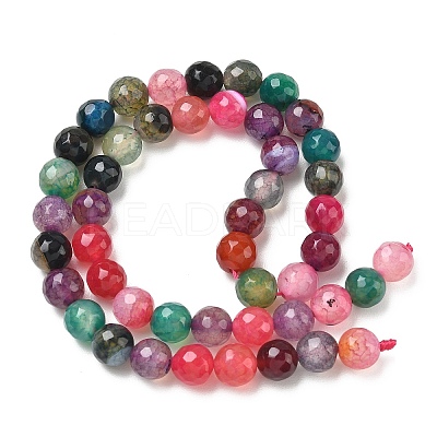 Dyed Natural Agate Faceted Round Beads Strands G-E320E-8mm-16-1