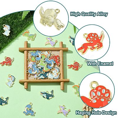 30Pcs 6 Styles Alloy Enamel Pendants ENAM-CJ0006-47-1