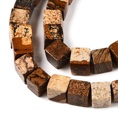 Natural Picture Jasper Beads Strands G-T139-6x6-27A-1