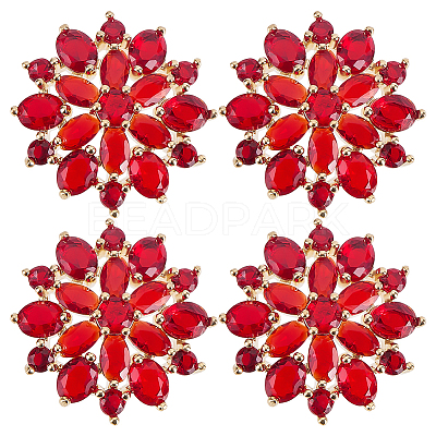 4Pcs Brass Micro Pave Cubic Zirconia Buttons DIY-FG0007-82D-1