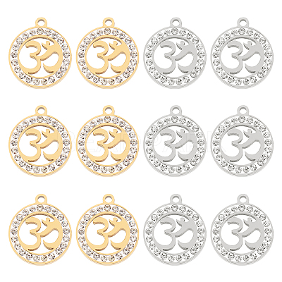 12Pcs 2 Colors 201 Stainless Steel Pendants STAS-UN0031-35-1