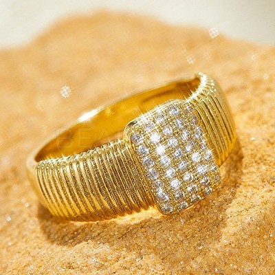 Brass Micro Pave Clear Cubic Zirconia Finger Rings FS-WGEE21A-02-1
