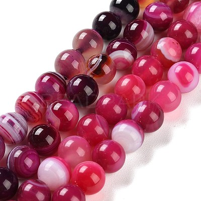 Natural Striped Agate/Banded Agate Beads Strands G-Z060-A01-C06-1