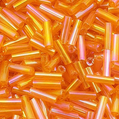 Transparent Colours Rainbow Glass Bugle Beads GLAA-WH0055-32D-1