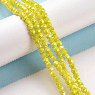 Faceted Round Full Rainbow Plated Electroplate Glass Beads Strands X-EGLA-J130-FR05-1