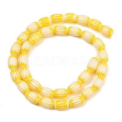 Handmade Millefiori Glass Oval Bead Strands LK-Z001-01B-01-1