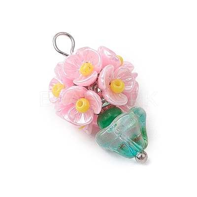Glass Seed Beaded Flowerpot Pendants PALLOY-MZ00520-05-1