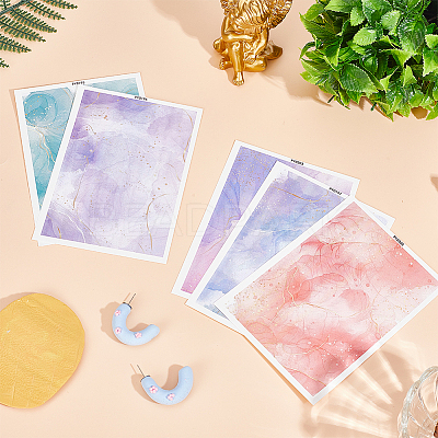 5Pcs 5 Colors Polymer Clay Earrings Water Transfer Paper DIY-HY0003-22A-1