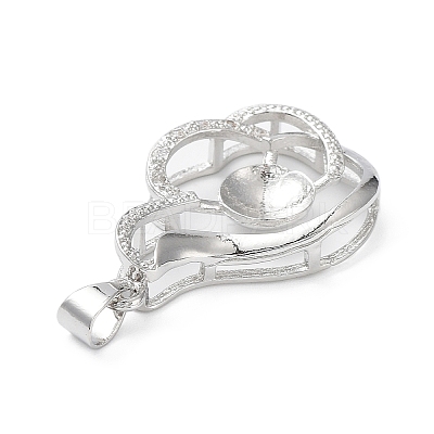 Platinum Plated Brass Pendant Cabochon Settings KK-Q776-01P-06-1