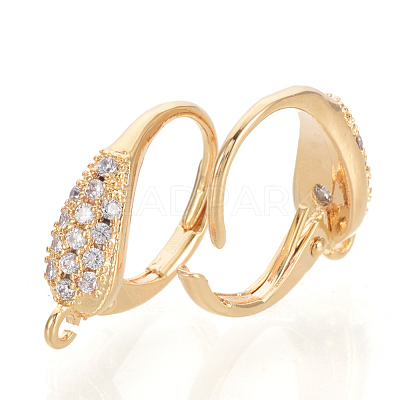 Brass Cubic Zirconia Leverback Earring Findings KK-S340-45G-1
