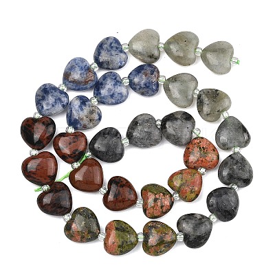 Gradient Color Natural  Labradorite & Mahogany Obsidian & Blue Spot Jasper & Unakite Beads Strands G-B185-A14-1