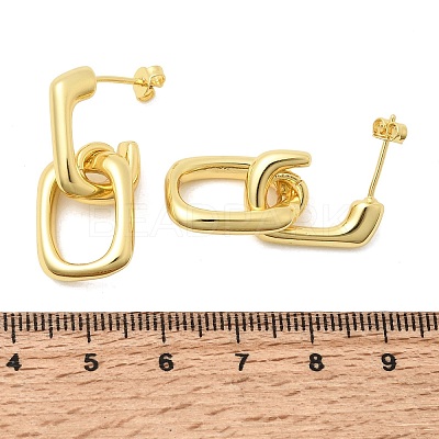 Brass Stud Dangle Earrings KK-CBAB173-01G-1