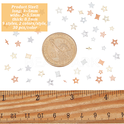 540Pcs 18 Style Brass Cabochons MRMJ-OC0003-28-1