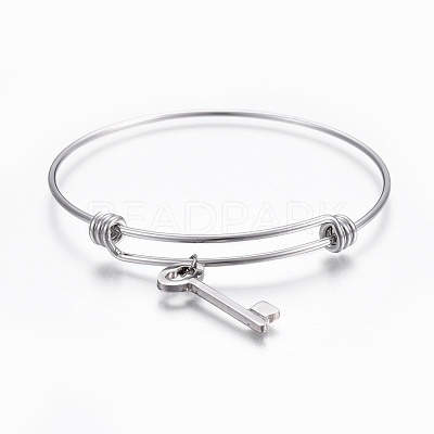 Tarnish Resistant 304 Stainless Steel Charm Bangles BJEW-F357-02P-1