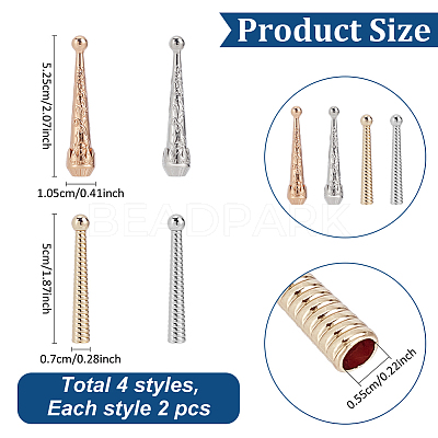 8Pcs 4 Style Alloy Cord Ends FIND-ME0001-09-1