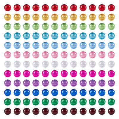 360Pcs 12 Colors Spray Painted Acrylic Beads MACR-TA0002-25-1